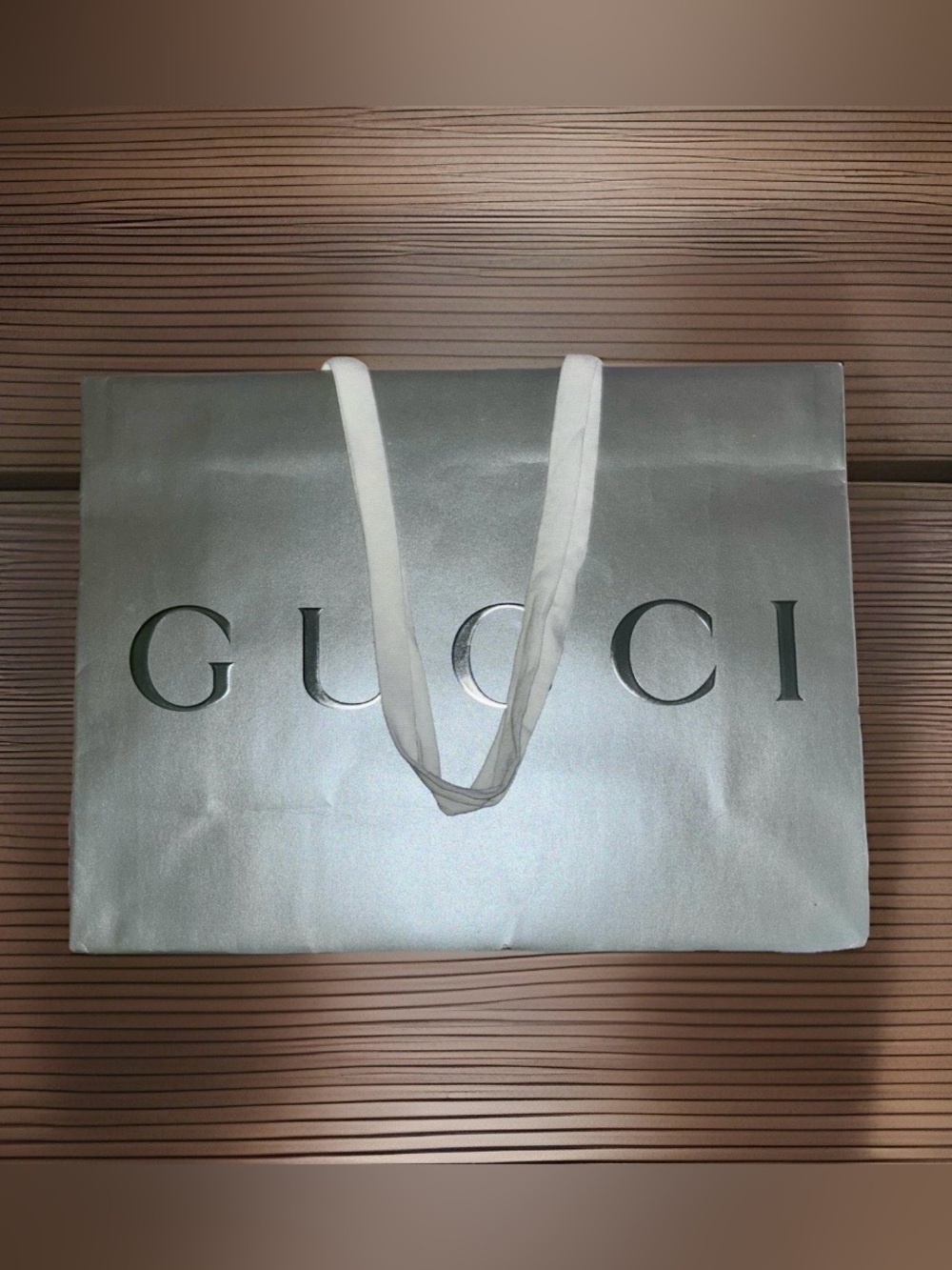 Authentic Gucci Holiday Silver Saint Laurent Crème and Dior Shopping Totes - Picture 2 of 7